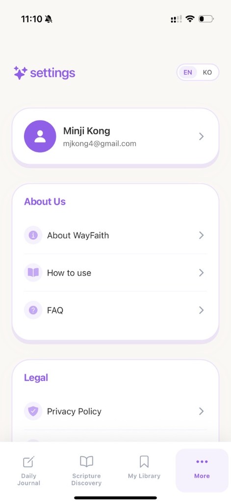 Settings — Bible version & language